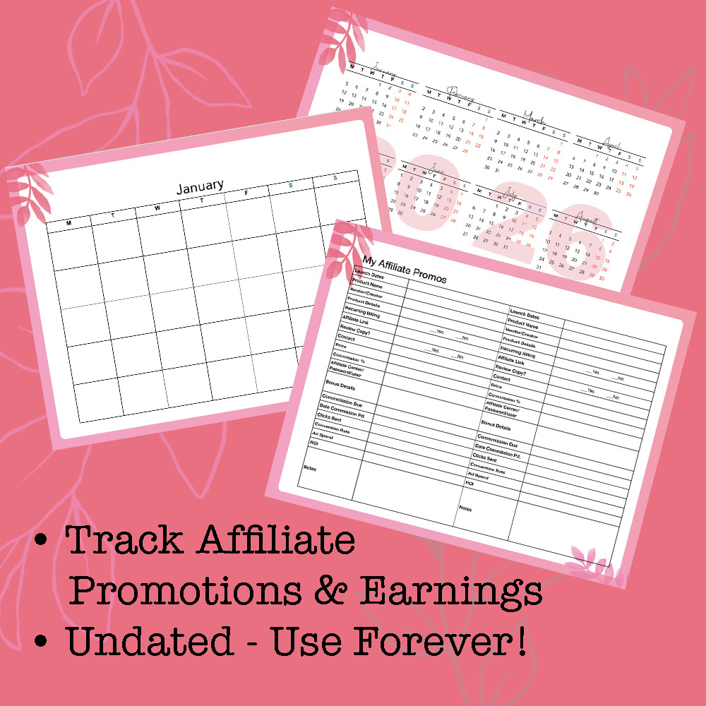 Your Affiliate Promotions & Launch Planner and Tracker (Printable Version) - Image 2