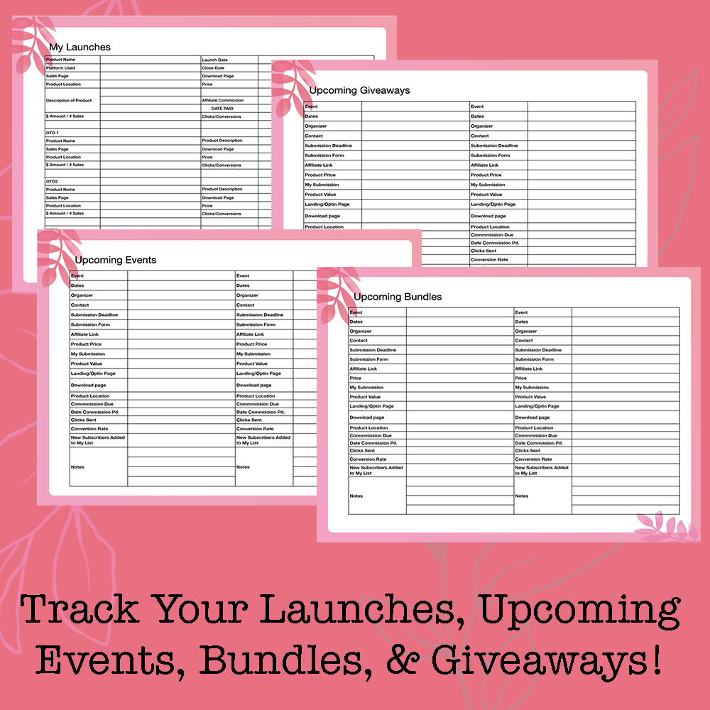 Your Affiliate Promotions & Launch Planner and Tracker (Printable Version) - Image 3